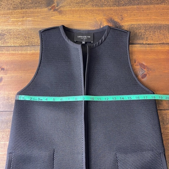 Lafayette 148 Black Collarless Longline Open Front Vest Cardigan Women's P XS - Picture 6 of 7